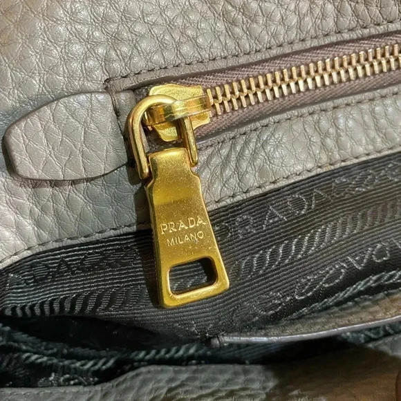 Prada gray pebbled leather satchel handbag - Picture 10 of 16
